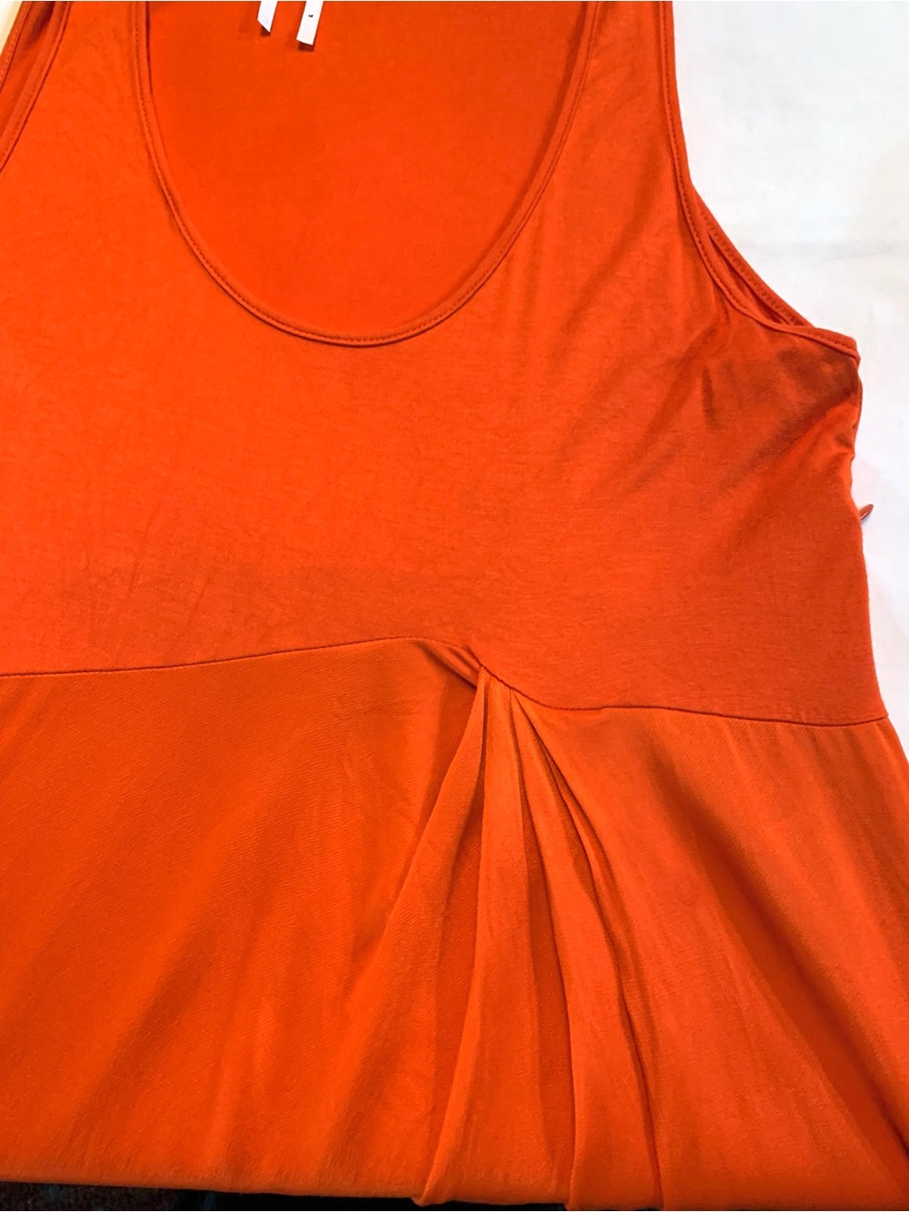 Anthropologie Gemini Pullover Mixed Fabric Asymmetric Tank Dress Midi Orange - L - Picture 6 of 12